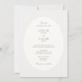 Ivory & Sand | Stripe Botanical Oval Wedding Einladung