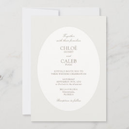 Ivory & Sand | Stripe Botanical Oval Wedding Einladung