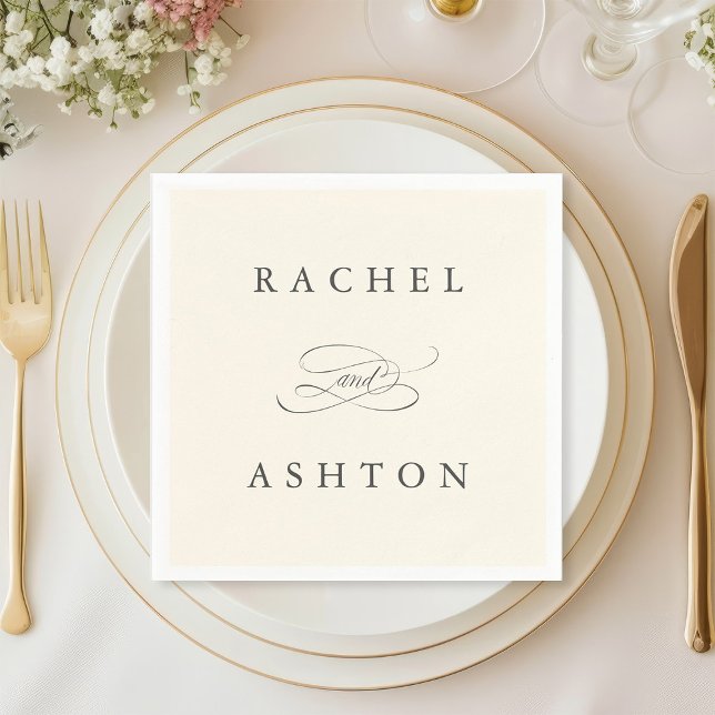Ivory Simple Elegante Wedding Napkins Serviette (Von Creator hochgeladen)