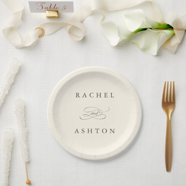 Ivory Simple Elegante Wedding Pappteller (Hochzeit)