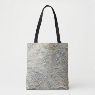 Ivory Snake Skin Tote Beutel Weiß