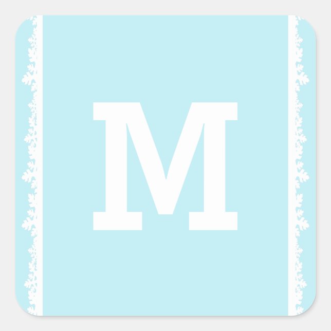Ivory Snowflake Frame Holiday Monogram Quadratischer Aufkleber (Vorderseite)