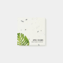 IVORY STONE WATERCOLOR GREEN MONSTERA LEAF FOLIAGE POST-IT KLEBEZETTEL