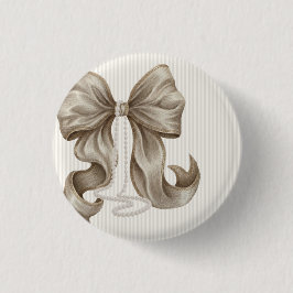 Ivory Striped Bow Baby Shower  Button