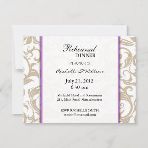 Ivory Swirl Probe Dinner Card mit Lila Karte