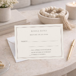 Ivory taupe wedding response RSVP Mitteilungskarte