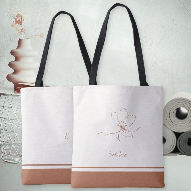 Ivory Terracotta Floral Line Art Minimalist Zen (Minimalist Floral Line Art Zen Ivory Terracotta Tote Bag ©Susanne Sachers - Sunny Wanderlust 🌞✈️)