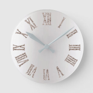 Ivory Titanium Glitzer Grau Silver Minimal Metal Runde Wanduhr