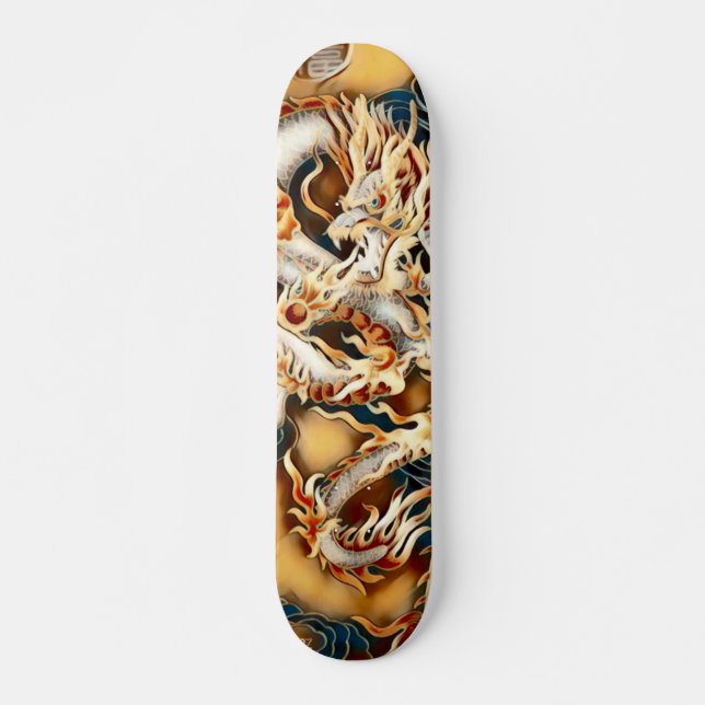 Ivory Tribal Dragon Element Custom Pro Park Board Skateboard (Vorne)