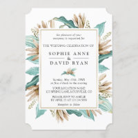 Ivory Türkise Lilies Blume Geometric Wedding