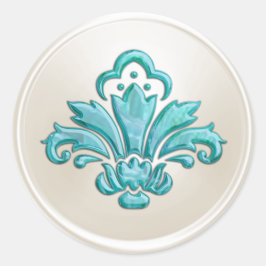 Ivory und Aqua Lilie Umschlag Aufkleber