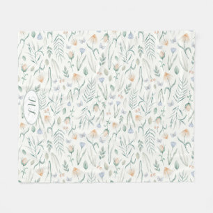 Ivory Vintage Cottagecore Botanisches Wiesen Custo Fleecedecke