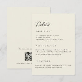 Ivory Wedding Details Qr Code Enclosure Card Einladung