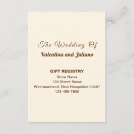 Ivory Wedding Gift Registry Portrait Begleitkarte