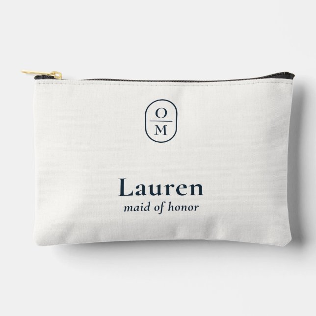 Ivory | Wedding Monogram Bridesmaid Gift  Zubehörtasche (Vorderseite)