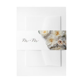 Ivory White 3D Roses Wedding Einladungsbanderole