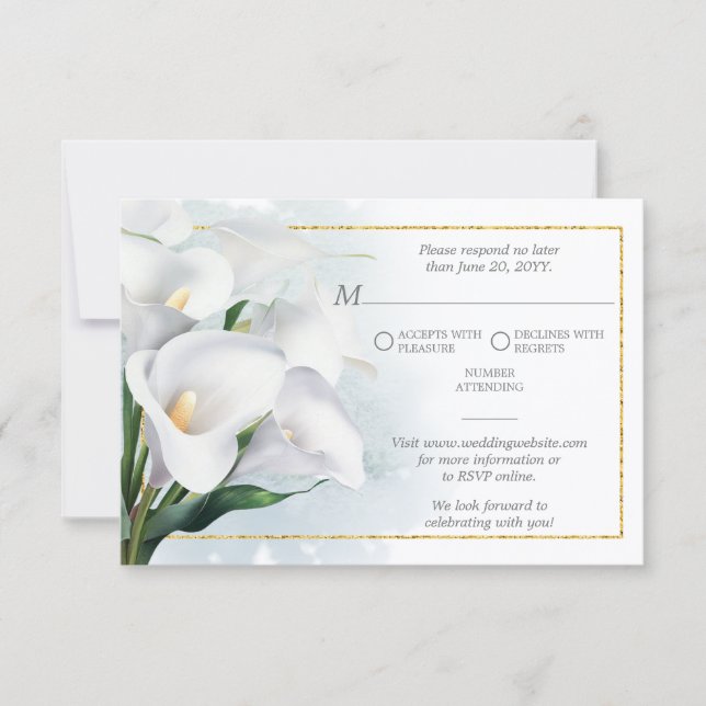 Ivory White Calla Lily Wedding RSVP Karte (Vorderseite)