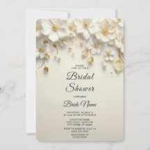 Ivory White Floral Gold Blätter Brautparty