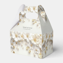 Ivory White Floral Gold Blätter Gefälligkeitsbox Geschenkschachtel