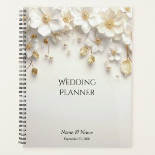 Ivory White Floral Gold Blätter Planer