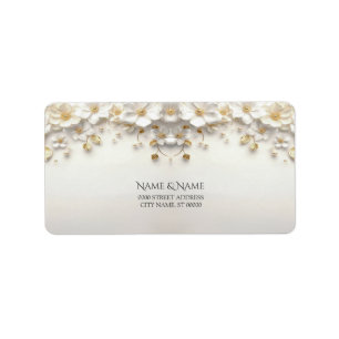 Ivory White Floral Gold Verlasst Rücksendeadresse Adressaufkleber