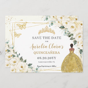 Ivory White Floral Quinceanera Sweet 16 Prinzessin Save The Date