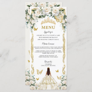 Ivory White Floral Quinceñera Brown Princess Menü Programm