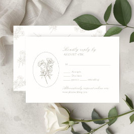 Ivory White | Floral Wedding RSVP Card Karte
