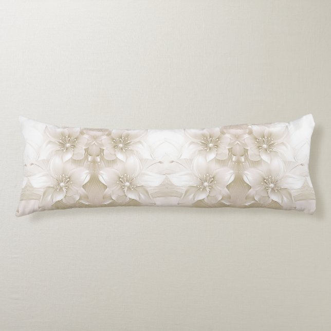 Ivory White Flowers Body Pillow Seitenschläferkissen (Vorderseite)