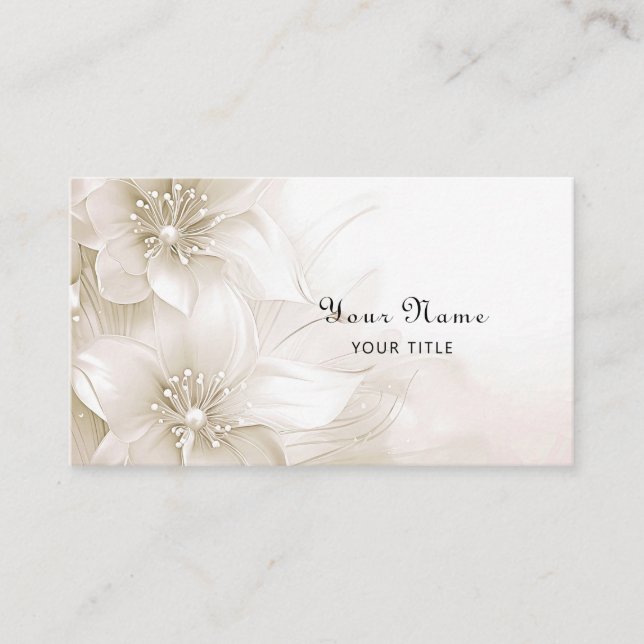 Ivory White Flowers Business Card Visitenkarte (Vorderseite)