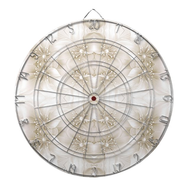 Ivory White Flowers Dartboard Dartscheibe (vorne)