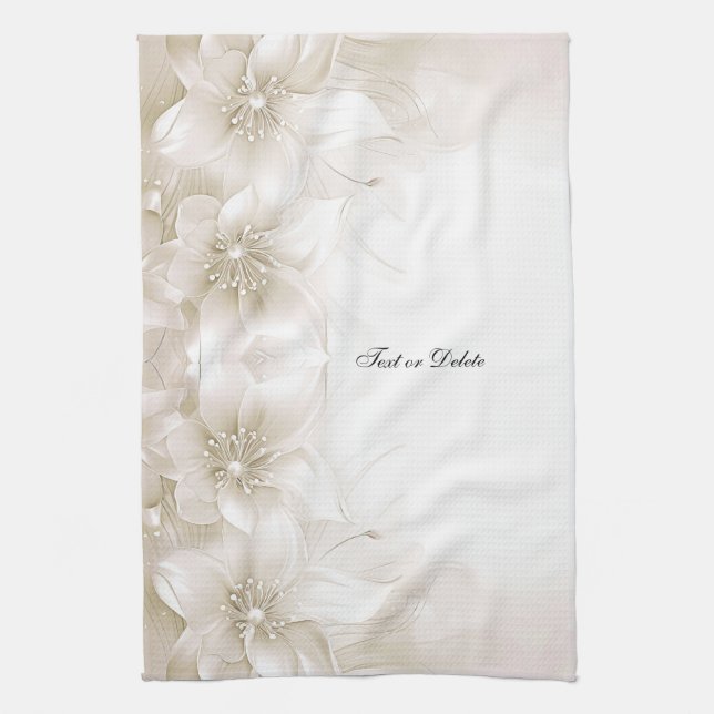 Ivory White Flowers Kitchen Towels Geschirrtuch (Vertikal)