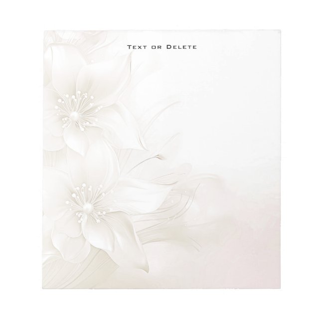 Ivory White Flowers Notepad Notizblock (Vorderseite)