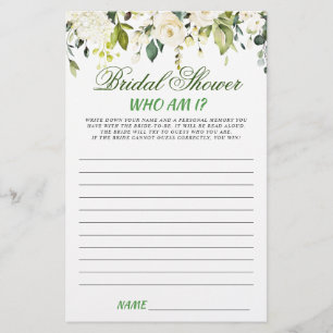 Ivory White Roses Floral Brautparty Game