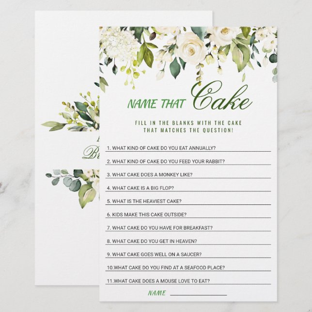 Ivory White Roses Floral Brautparty Game (Vorne/Hinten)