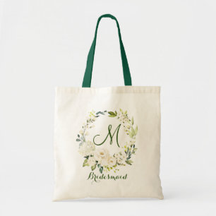 Ivory White Roses Floral Bridesmaid Tote Bag Tragetasche