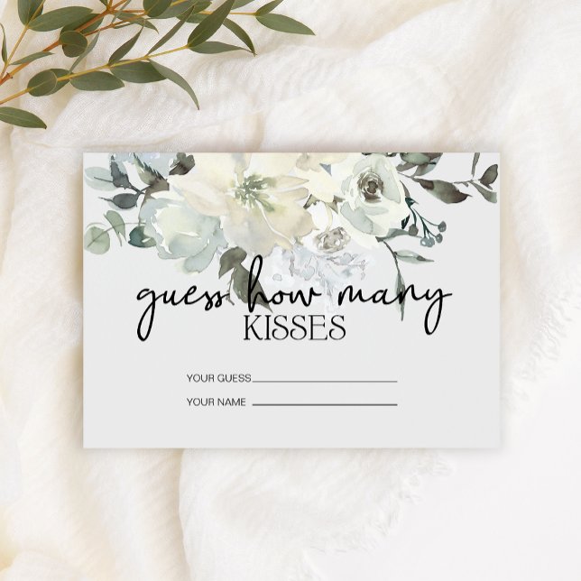 Ivory White Roses Wie viele Kisses Bridal Spiel Begleitkarte (Von Creator hochgeladen)