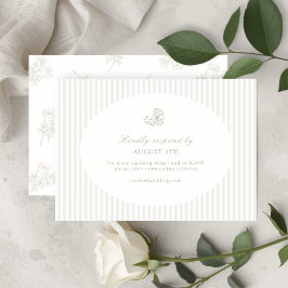 Ivory White & Sand | Floral Striped RSVP Response Karte