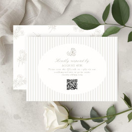 Ivory White & Sand | Floral Striped RSVP Response Karte