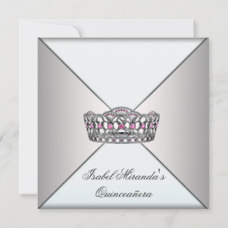 Ivory White Tiara Classy Quinceanera Sweet 15 Part Einladung