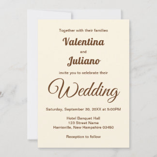Ivory with Brown Text Wedding Invitation Einladung