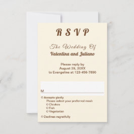 Ivory with Brown Typography Portrait Wedding RSVP Karte