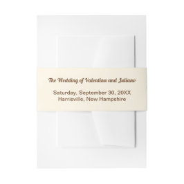 Ivory with Brown Typography Wedding Einladungsbanderole