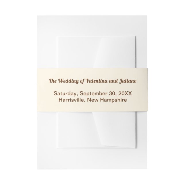 Ivory with Brown Typography Wedding Einladungsbanderole (Vorderseite Beispiel)