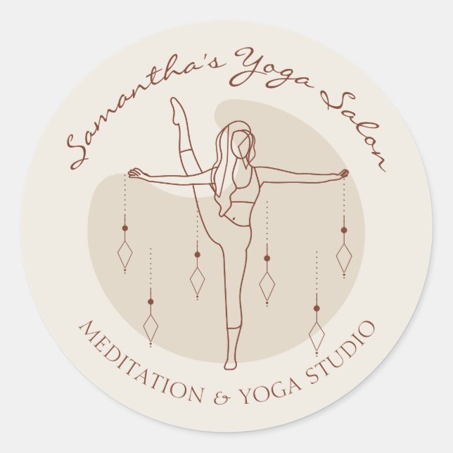 Ivory Yoga Pilates Spirituelle Gym Coach Salon Runder Aufkleber (Vorderseite)