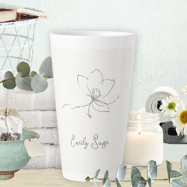 Ivory Zen Yoga Floral Line Art Sage Green Milchtasse