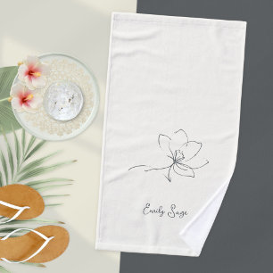 Ivory Zen Yoga Floral Line Art Schiefergrau Handtuch