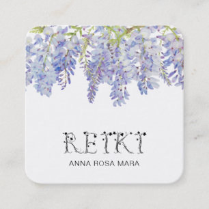 *~* Ivous Floral Wisteria Blume Watercolor REIKI Quadratische Visitenkarte