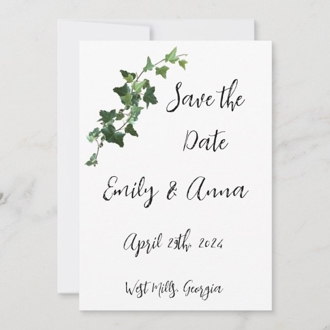 Ivy and Hearts Save the Date (Vorderseite)
