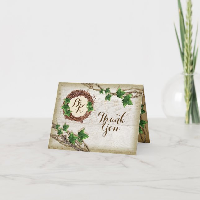 Ivy and Willow Wedding Vielen Dank Anmerkungen Dankeskarte (Vorderseite)